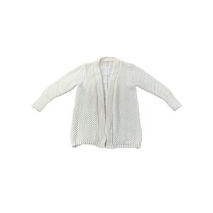 Alison‎ Joy Women's White Textured Knit Open Front Long Sleeve Cardigan Sweater
